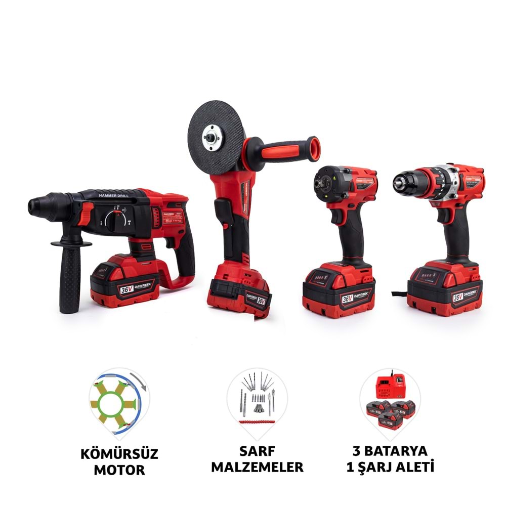 DÖRTLÜ SET MW350R (13mm Ç.Mandren+S.Sıkma+Ş.Spral+Ş.Hilti)