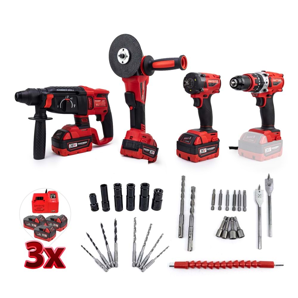 DÖRTLÜ SET MW350R (13mm Ç.Mandren+S.Sıkma+Ş.Spral+Ş.Hilti)