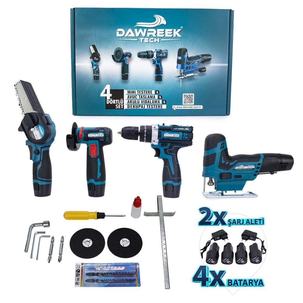DÖRTLÜ SET MKY (Mini testere+ avuç taşlama+akülü vidalama+dekupaj)