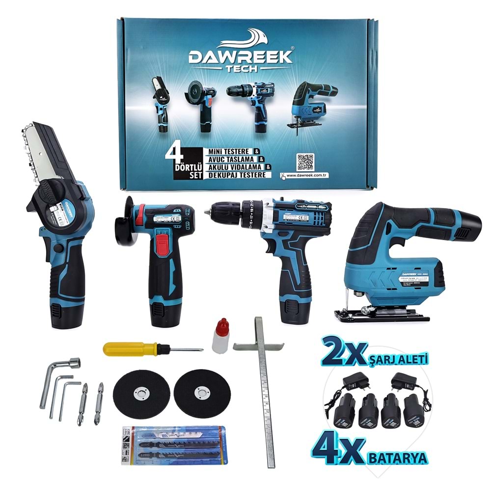 DÖRTLÜ SET MK (Mini testere+ avuç taşlama+akülü vidalama+dekupaj)