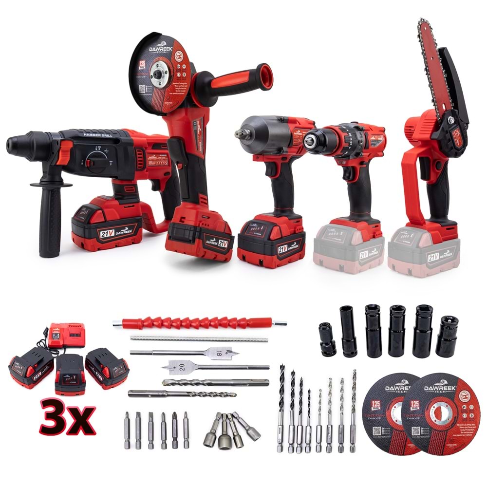 Beşli set MW600R (13mm Ç.Mandren+S.Sıkma+Ş.Spral+Ş.Hilti+Budama)