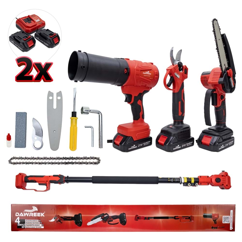 Dörtlü Budama Seti MW (Teleskopik 2.5m+Ağaç Budama+Bağ Makası+Turbo Fan)