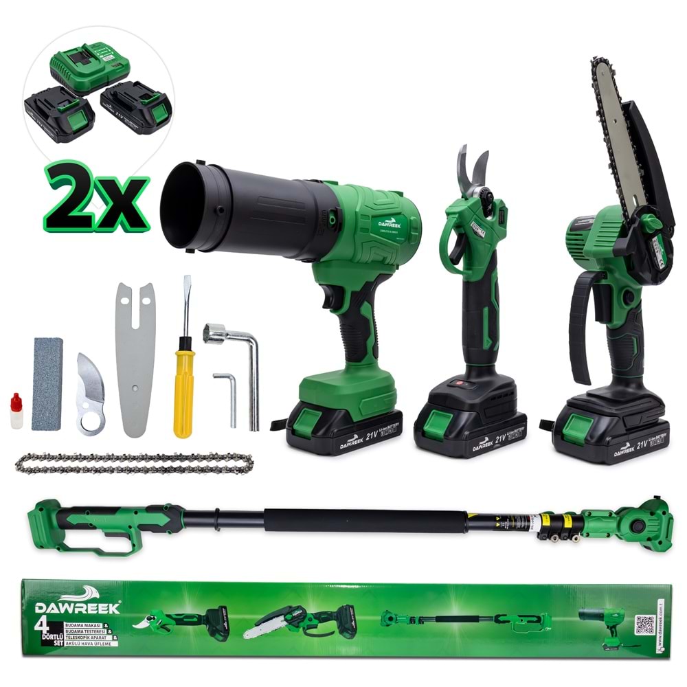 Dörtlü Budama Seti HT (Teleskopik 2.5m+Ağaç Budama+Bağ Makası+Turbo Fan)