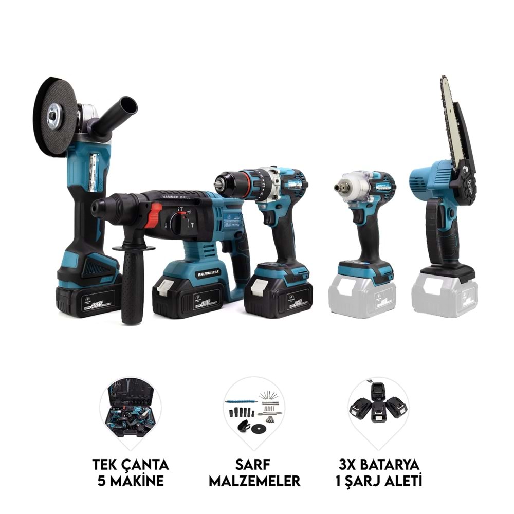 CHELİKBEİ Beşli Set MK350 (Budama testeresi 10mm Ç.MANDREN+S.SIKMA+Ş.SPRAL+Ş.HİLTİ)