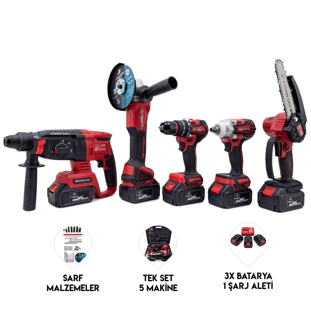 CHELİKBEI BEŞLİ SET MW350R (10mm Ç.Mandren+S.Sıkma+Ş.Spral+Ş.Hilti+Budama)