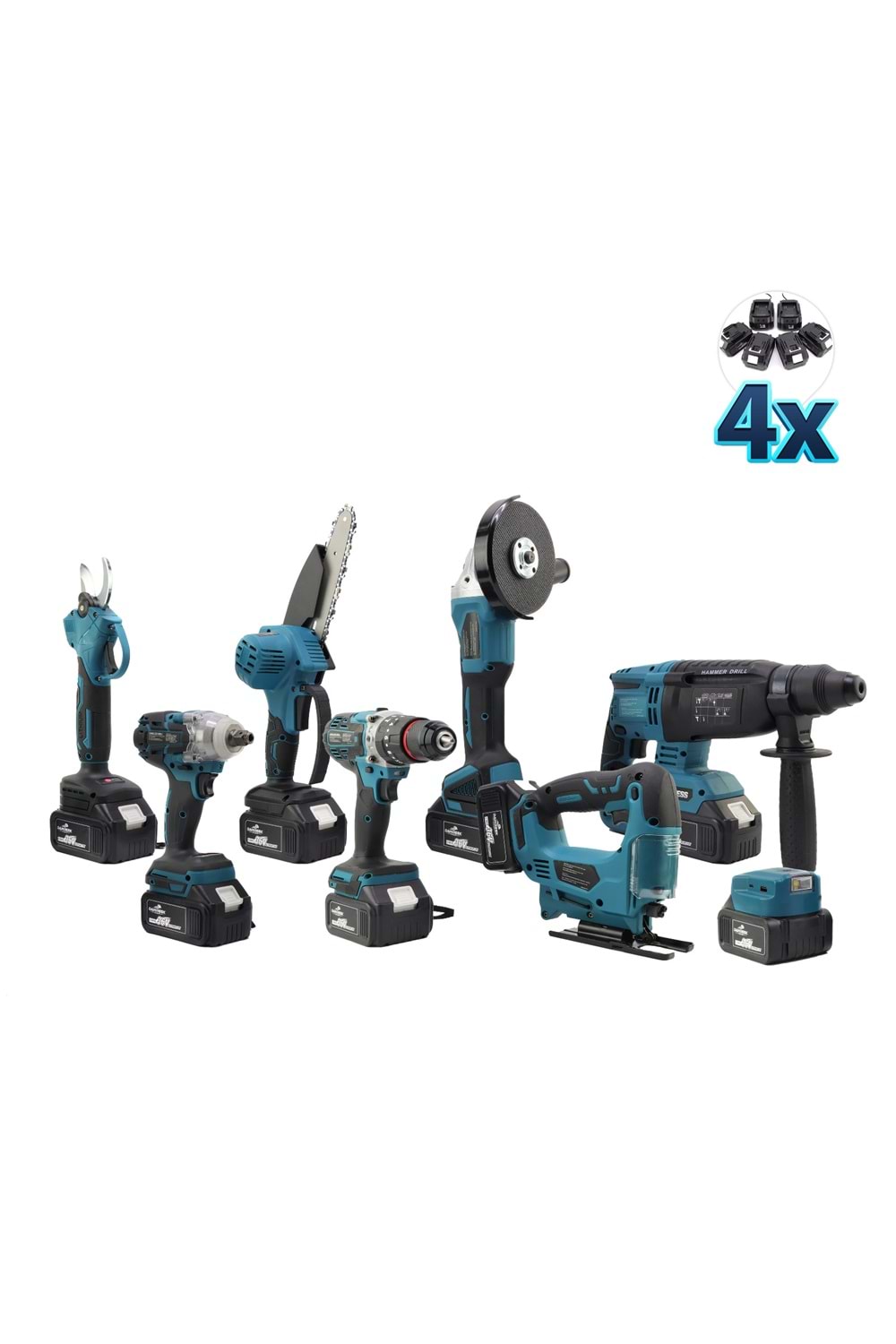 Sekizli Set DBML (LED Aydınlatma+ Ş.Hilti+Ş.spral+S.Sıkma+13mm Ç.Mandren+Ş.Dekupaj+Budama Testeresi+Bağ Makas)