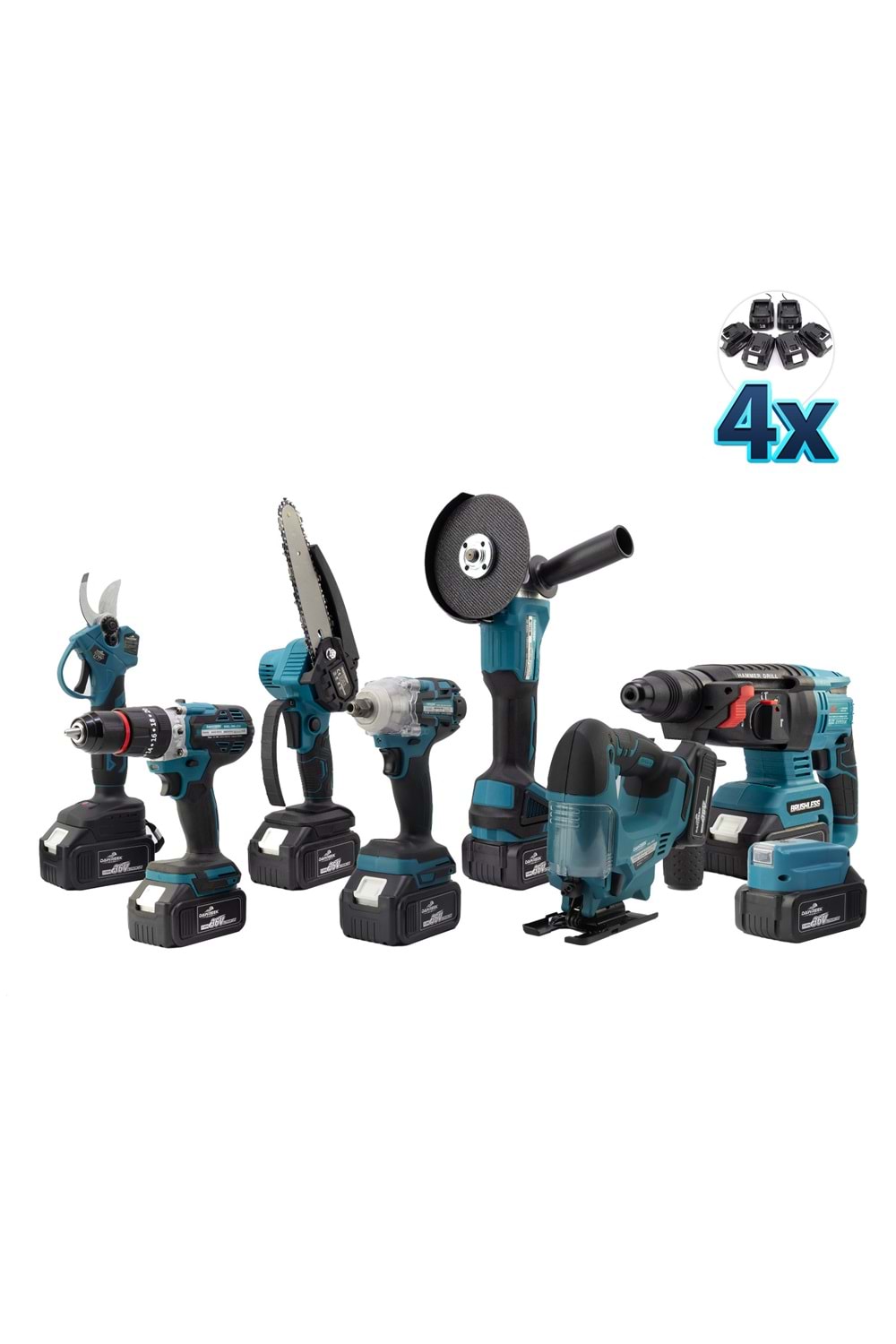 Sekizli Set DBML (LED Aydınlatma+ Ş.Hilti+Ş.spral+S.Sıkma+13mm Ç.Mandren+Ş.Dekupaj+Budama Testeresi+Bağ Makas)