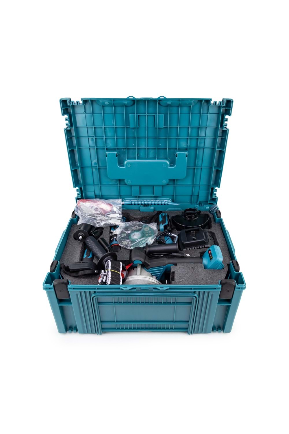 Dokuzlu Set (Power Bank & Led + Kırıcı Delici Matkap+avuç taşlama+Somun Sıkma+Vidalama+Sunta Kesme+Dekupaj+Budama Testeresi+Budama Makası)