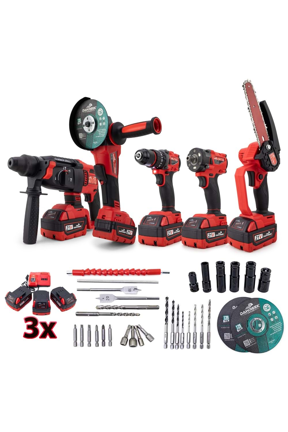 Beşli set MW350R (10mm Ç.Mandren+S.Sıkma+Ş.Spral+Ş.Hilti+Budama)