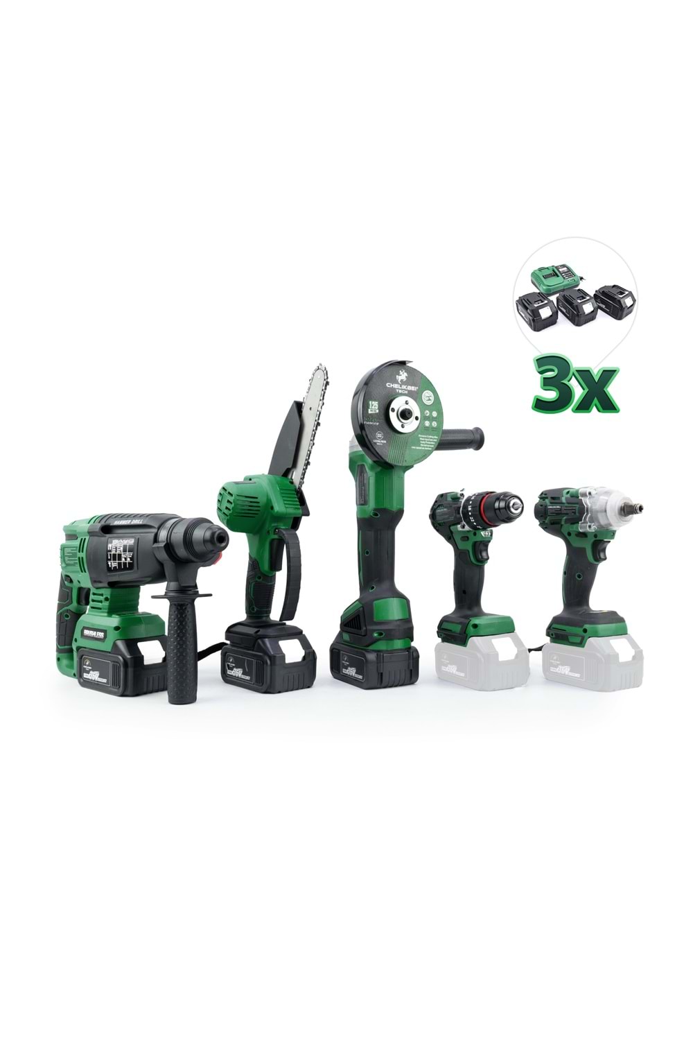 CHELİKBEİ Beşli Set HT350 (Budama Testeresi 10mm Ç.Mandren+S.Sıkma+Ş.Spral+Ş.Hilti)