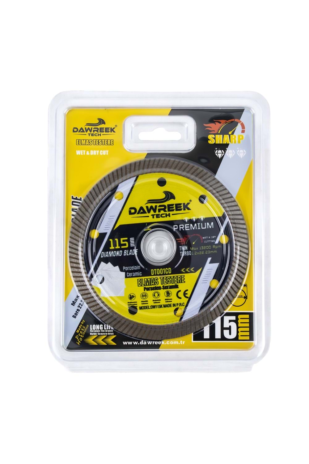 115mm Premium İnce Turbo Elmas Testere (Porselen-Seramik)
