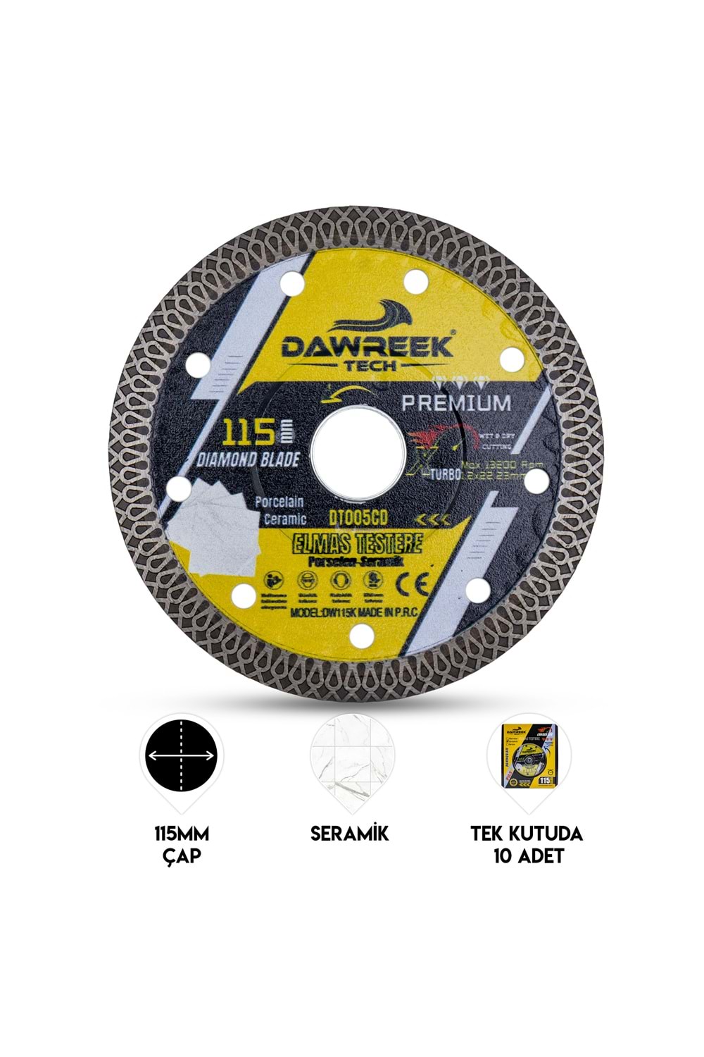 115mm Premium Sürekli Çember Pro Elmas Testere Seramik