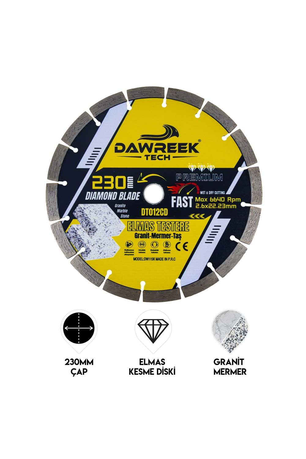 230mm Premium Segmentli Turbo Elmas Testere (Granit-Mermer-Taş)