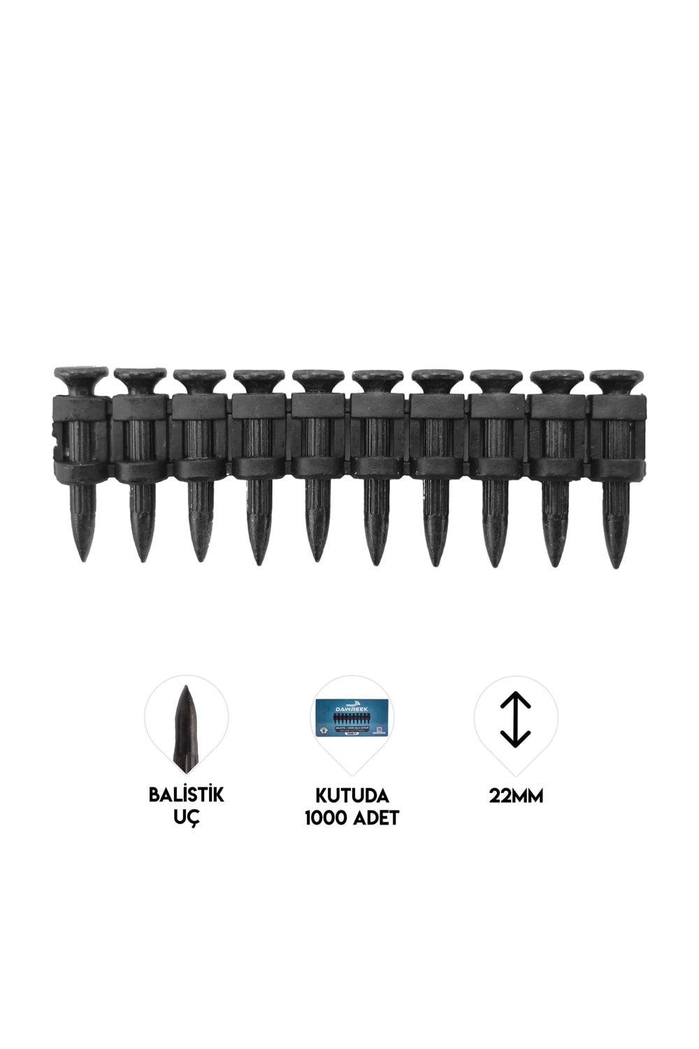 Balistik Uçlu Çivi 22MM