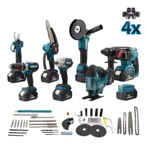 Sekizli Set DBML (LED Aydınlatma+ Ş.Hilti+Ş.spral+S.Sıkma+13mm Ç.Mandren+Ş.Dekupaj+Budama Testeresi+Bağ Makas)