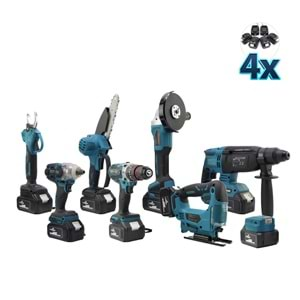 Sekizli Set DBML (LED Aydınlatma+ Ş.Hilti+Ş.spral+S.Sıkma+13mm Ç.Mandren+Ş.Dekupaj+Budama Testeresi+Bağ Makas)