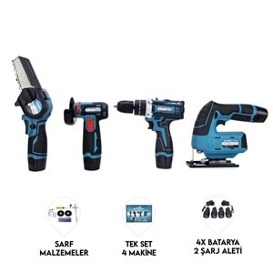 DÖRTLÜ SET MK (Mini testere+ avuç taşlama+akülü vidalama+dekupaj)