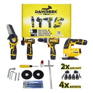 DÖRTLÜ SET DW (Mini testere+ avuç taşlama+akülü vidalama+dekupaj)