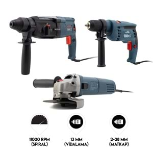 Üçlü Set Kablolu (2-28 Hilti+115mm Spral+13mm Vidalama)