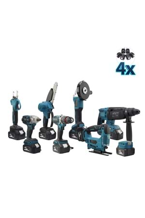 Sekizli Set DBML (LED Aydınlatma+ Ş.Hilti+Ş.spral+S.Sıkma+13mm Ç.Mandren+Ş.Dekupaj+Budama Testeresi+Bağ Makas)