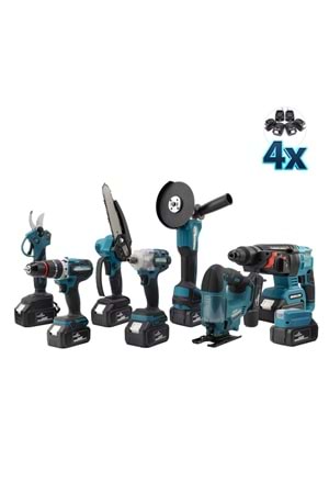 Sekizli Set DBML (LED Aydınlatma+ Ş.Hilti+Ş.spral+S.Sıkma+13mm Ç.Mandren+Ş.Dekupaj+Budama Testeresi+Bağ Makas)