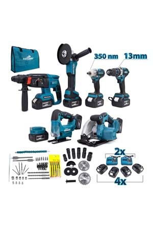 Yedili Set MK350 (Powerbank&Led+ Ş.Hilti+Ş.spral+S.Sıkma+13mm Ç.Mandren+Ş.Dekupaj+Sunta Kesme)