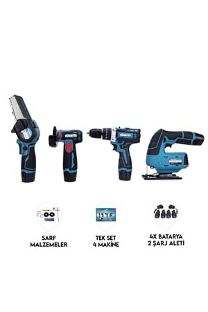 DÖRTLÜ SET MK (Mini testere+ avuç taşlama+akülü vidalama+dekupaj)