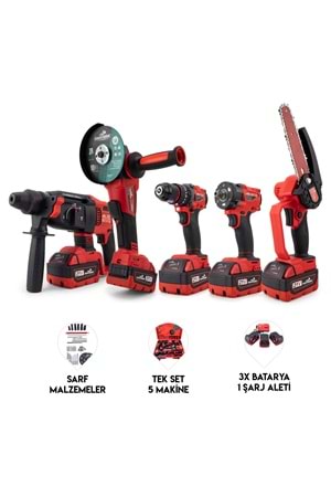 Beşli set MW350R (10mm Ç.Mandren+S.Sıkma+Ş.Spral+Ş.Hilti+Budama)