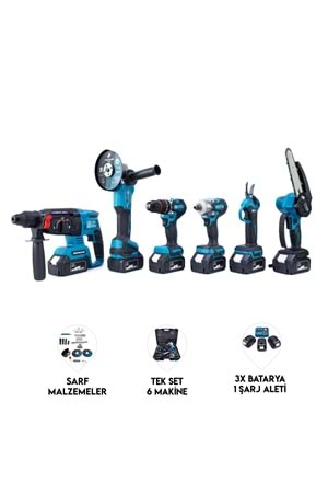 CHELIKBEI Altılı Set (Budama testeresi +Bağ makası + 13mm Ç.Mandren+S.Sıkma+Ş.Spral+Ş.Hilti)