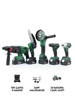 CHELİKBEİ Beşli Set HT350 (Budama Testeresi 10mm Ç.Mandren+S.Sıkma+Ş.Spral+Ş.Hilti)