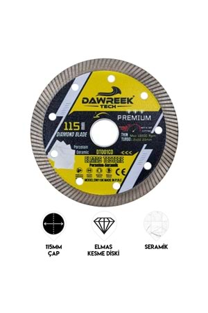 115mm Premium İnce Turbo Elmas Testere (Porselen-Seramik)
