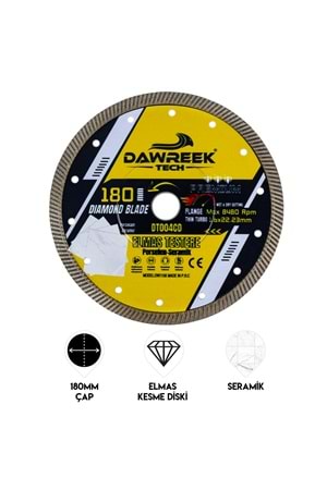 180mm Premium İnce Turbo Pro Elmas Testere (Porselen-Seramik)