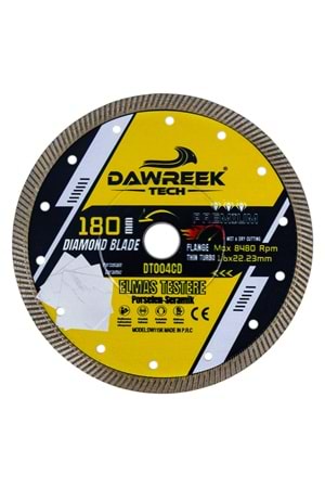 180mm Premium İnce Turbo Pro Elmas Testere (Porselen-Seramik)