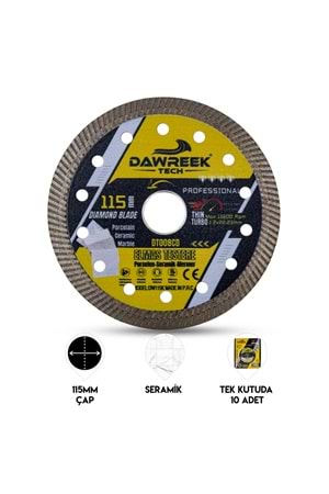 115mm Profesyonel İnce Turbo Elmas Testere (Porselen-Seramik-Mermer)