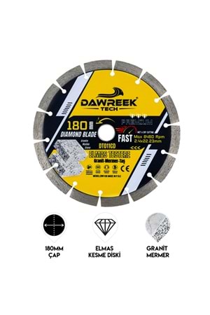 180mm Premium Segmentli Turbo Elmas Testere (Granit-Mermer-Taş)