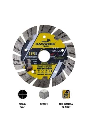 115mm Premium Segmentli Elmas Testere (Beton-Duvar-Tuğla)