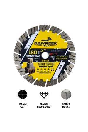 180mm Premium Segmentli Elmas Testere (Beton-Duvar-Tuğla)