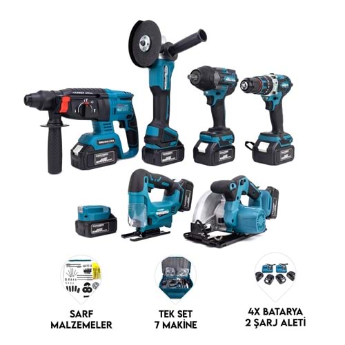 YEDİLİ SET MK800 (POWERBANK&LED+ Ş.Hilti+Ş.spral+S.Sıkma+13mm Ç.Mandren+Ş.Dekupaj+Sunta Kesme)