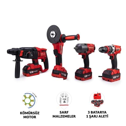 DÖRTLÜ SET MW600R (13mm Ç.Mandren+S.Sıkma+Ş.Spral+Ş.Hilti)