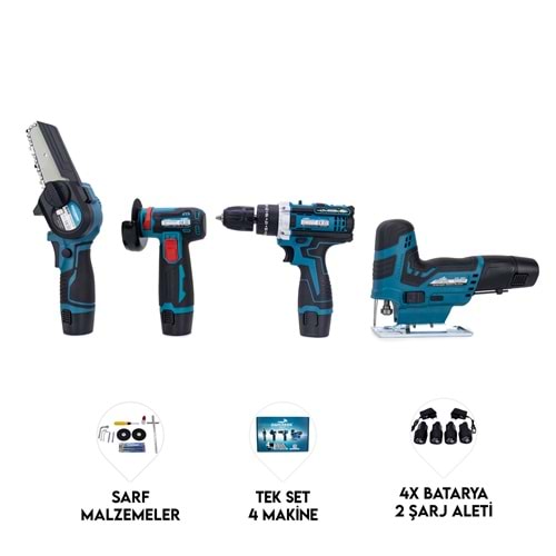 DÖRTLÜ SET MKY (Mini testere+ avuç taşlama+akülü vidalama+dekupaj)