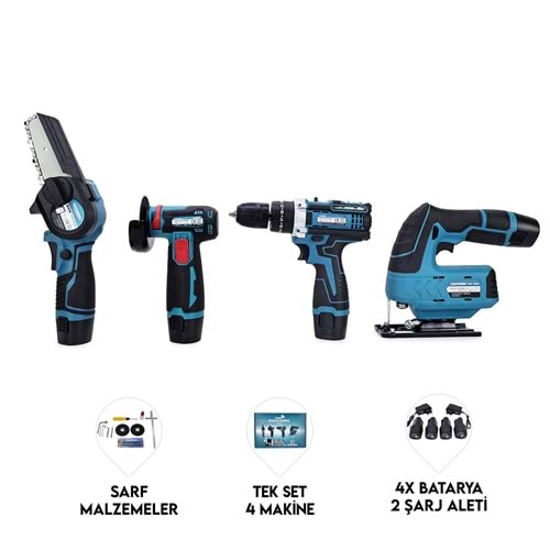 DÖRTLÜ SET MK (Mini testere+ avuç taşlama+akülü vidalama+dekupaj)