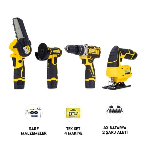DÖRTLÜ SET DW (Mini testere+ avuç taşlama+akülü vidalama+dekupaj)