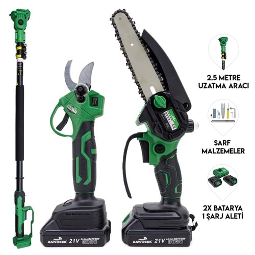 Teleskopik 2.5m + İkili Budama Seti HT21