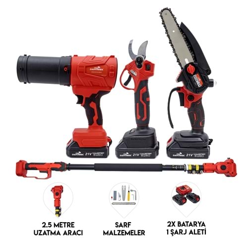 Dörtlü Budama Seti MW (Teleskopik 2.5m+Ağaç Budama+Bağ Makası+Turbo Fan)