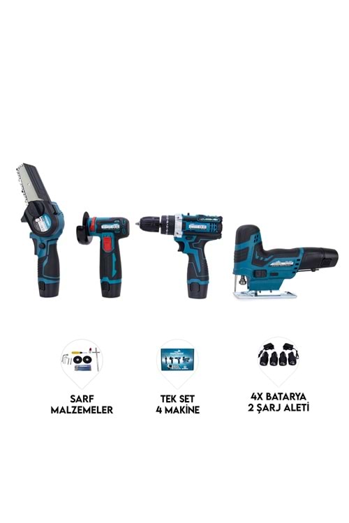 DÖRTLÜ SET MKY (Mini testere+ avuç taşlama+akülü vidalama+dekupaj)