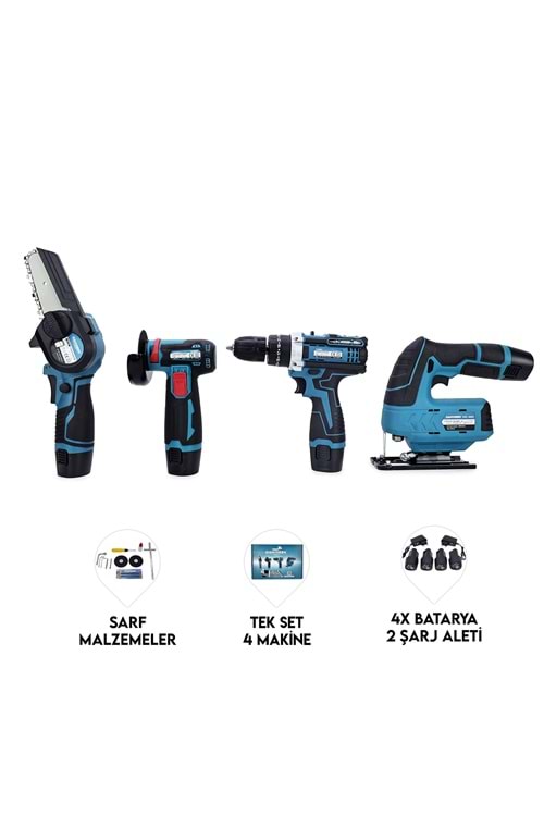 DÖRTLÜ SET MK (Mini testere+ avuç taşlama+akülü vidalama+dekupaj)