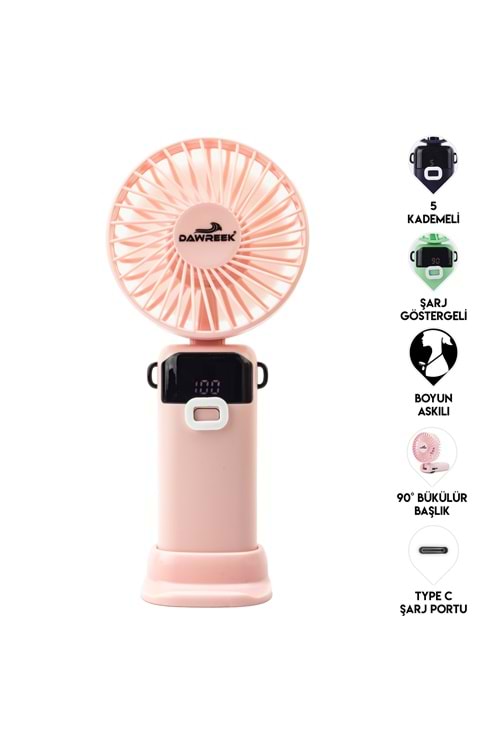 Led Göstergeli El Fanı PEMBE
