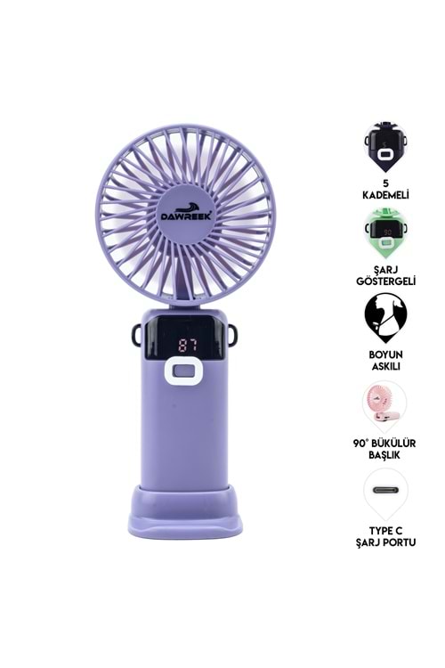 Led Göstergeli El Fanı MAVİ (MOR)