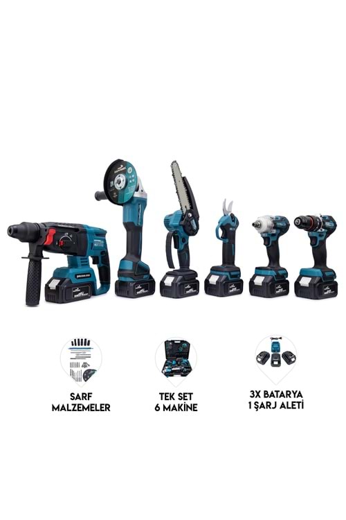Altılı Set (Budama testeresi +Bağ makası + 13mm Ç.MANDREN+S.SIKMA+Ş.SPRAL+Ş.HİLTİ)