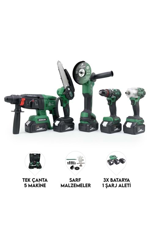 CHELİKBEİ Beşli Set HT350 (Budama Testeresi 10mm Ç.Mandren+S.Sıkma+Ş.Spral+Ş.Hilti)